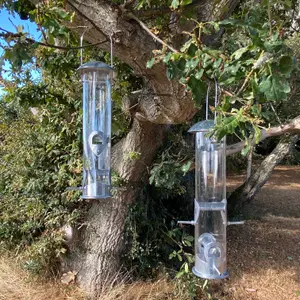 Heavy Duty Bird Seed Feeders with 4 Feeding Ports (Set of 2)