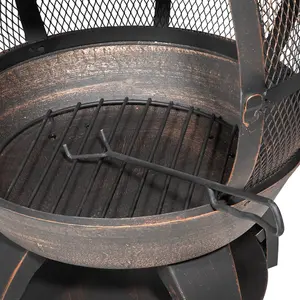 Antique Bronze 360 Degree Outdoor Fire Pit with Cover Set for Cozy Evenings