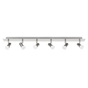 ValueLights Consul Silver Ceiling Bar Spotlight and GU10 Spotlight LED 5W Warm White 3000K Bulbs