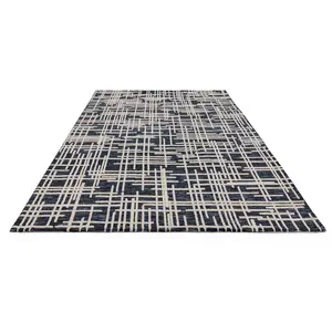 Blue Modern Abstract Easy to Clean Rug for Living Room Dining Room & Bedroom-120cm X 170cm