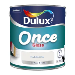 Dulux Once Pure brilliant white Gloss Metal & wood paint, 2.5L