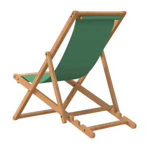 Berkfield Folding Beach Chair Solid Teak Wood Green