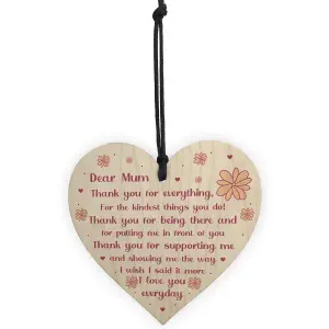 Dear Mum Gift For Mothers Day Birthday Wooden Heart Mum Poem Thank You Gift