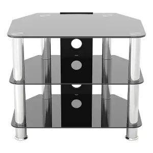 AVF Classic 60cm Glass Corner TV Stand with Cable Management for TVs up to 32" - Black & Chrome