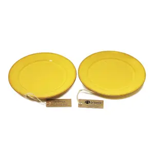 Selena Glazed Hand Dipped Kitchen Dining Set of 2 Side Plates Yellow 20cm