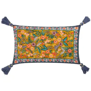 Wylder Rosa Floral Tasselled Feather Rich Cushion