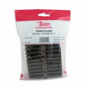 Talon Brown 7-8mm Wall Plugs Plastic Screw Fixing Plugs Euro Slot X100 Pack P3ES