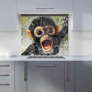 Wide-Eyed Monkey's Splash Surprise Premium Glass Kitchen Splashback W900mm x H650mm