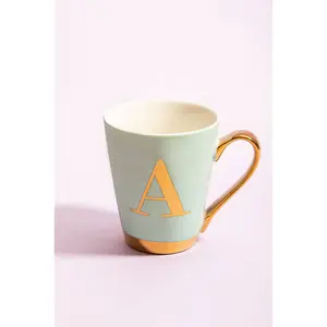 Maison by Premier Mimo Green Frosted Deco A Letter Monogram Mug