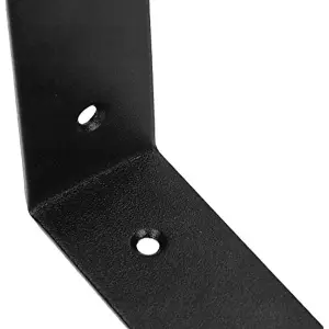 Pack of 2 x Black Corner Brackets - 115 x 115 mm Steel Right Angle Braces L Shaped Retro Decorative Metal Bracket 90 Degree Corner