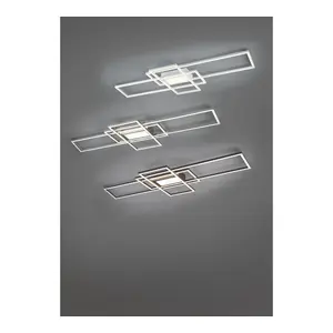 Luminosa Irvine Modern 60W LED Semi Flush Light Nickel Matt 3000-6500K Remote control - UK Stock