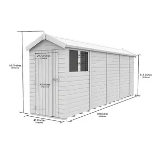 DIY Sheds 4x17 Apex Shed - Double Door With Windows