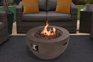 MDA Designs TABITI Dark Grey Lavish Garden and Patio Fire Pit with Eco-Stone Finish