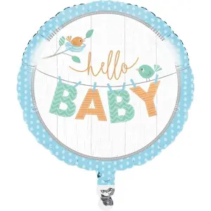 Creative Party Hello Baby Round Baby Shower Foil Balloon Blue/White (One Size)