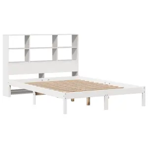 Berkfield Bookcase Bed without Mattress White 140x200 cm Solid Wood Pine