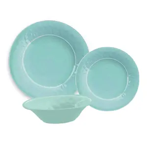 Purely Home Crackle Turquoise Melamine 6 Piece Outdoor Dinnerware Set for 2