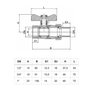 1/2 BSP Heavy Duty Plumbing Ball Valve Blue Butterfly Handle FxM