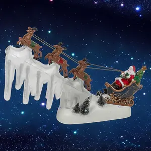 URBNLIVING 36cm Width Illuminated Christmas Scene Santa & Reindeer Sleigh Light Up Festive Ornament