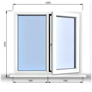 1095mm (W) x 1045mm (H) PVCu StormProof Casement Window - 1 RIGHT Opening Window -  Toughened Safety Glass - White