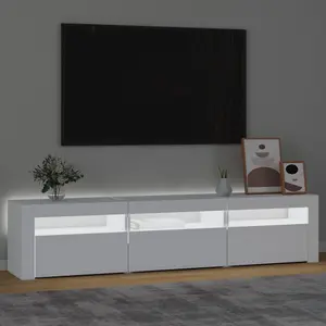 Berkfield TV Cabinet with LED Lights White 180x35x40 cm