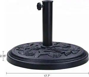 Shatchi  9Kg Cast Iron Effect Parasol Base Round Black Heavy Duty Weight Stand