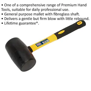 2lb Rubber Mallet with Fibreglass Shaft - Ideal for DIY and Camping Projects