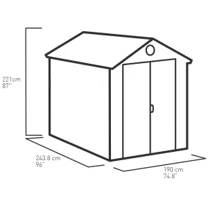 Keter Darwin 8x6 ft Apex Plastic 2 door Shed with floor & 1 window