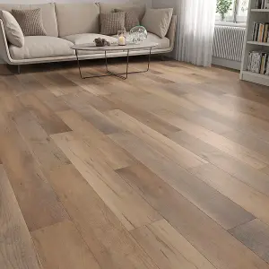 Luxury Flooring Lofthus Oak Brown Wood Effect Luxury Vinyl Click Flooring LVT - 2.19m2 