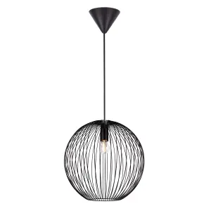 Nordlux Beroni 35 Indoor Dining Living Kitchen Hallway Pendant In Black (Diam) 35cm