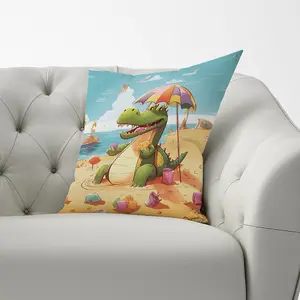 A Crocodile On A Beach Holiday Cushions 33cm x 48cm