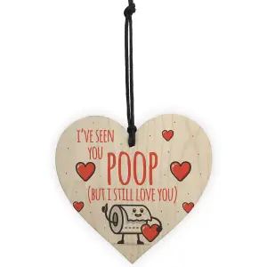 Red Ocean Valentines Funny Wood Heart Gift For Him Her Boyfriend Girlfriend Hanging Sign