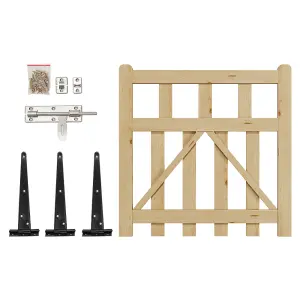 Outdoor Wooden Garden Gate Fence with Door Latch 90cm W x 90cm H