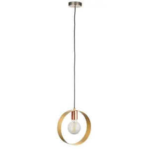 Luminosa Hoop Single Pendant Ceiling Lamp, Brushed Brass, Nickel, Copper Plate