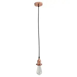 First Choice Lighting Flex Suspension Polished Copper Pendant Kit with Black Fabric Cable