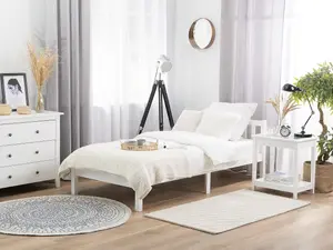 Wooden EU Single Size Bed White FLORAC