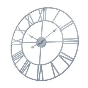 EOS Skeleton Wall Clock with Roman Numerals - Grey / 60cm