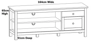 TV Cabinet Media Entertainment Drawer Unit Country Grey Oak Effect Shaker Bocage