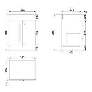 SunDaze Gloss Grey Bathroom Furniture 600mm Vanity Unit Sink Basin Storage Cabinet Floor Standing