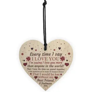 Red Ocean Soulmate Anniversary Gift Handmade Wooden Heart Plaque Valentines Birthday Gift For Him For Her