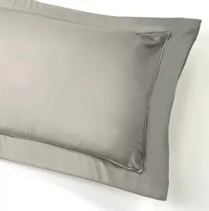 MEDITERRANEAN LINENS Monaco 100% Egyptian Cotton Oxford Pillowcases (pair) 400 Thread Count -Pewter