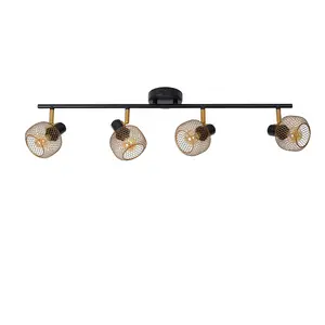 Lucide Maren Retro Ceiling Spotlight Bar - 4xE14 - Matt Gold, Brass