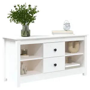 Berkfield TV Cabinet White 103x36.5x52 cm Solid Wood Pine