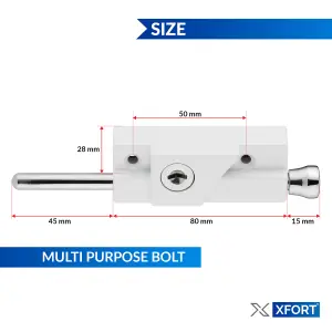 XFORT White Multi-Purpose Door Bolt