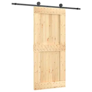 Berkfield Sliding Door with Hardware Set 90x210 cm Solid Wood Pine