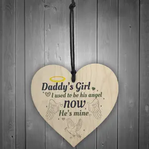 Red Ocean Daddy's Girl Wooden Heart Grave Memorial Father's Day Bereavement Sign Gifts From Daughter