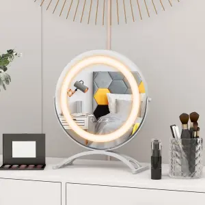 Costway Makeup Vanity Mirror 3 Color Dimmable LED Lighted Round Mirror w/ Smart Touch Control