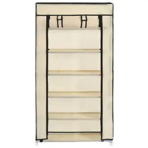 Berkfield Shoe Cabinet with Cover Cream 58x28x106 cm Fabric