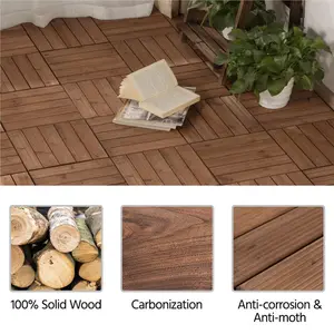 30cm L x 30cm W Interlocking Wood Deck Tile (Set of 27) Brown