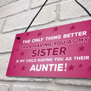 Novelty Gift For Auntie Sister Birthday Christmas Gifts Hanging Plaque Sister Gift Thank You