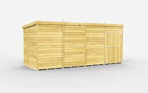 16 x 6 Feet Pent Shed - Double Door Without Windows - Wood - L178 x W474 x H201 cm